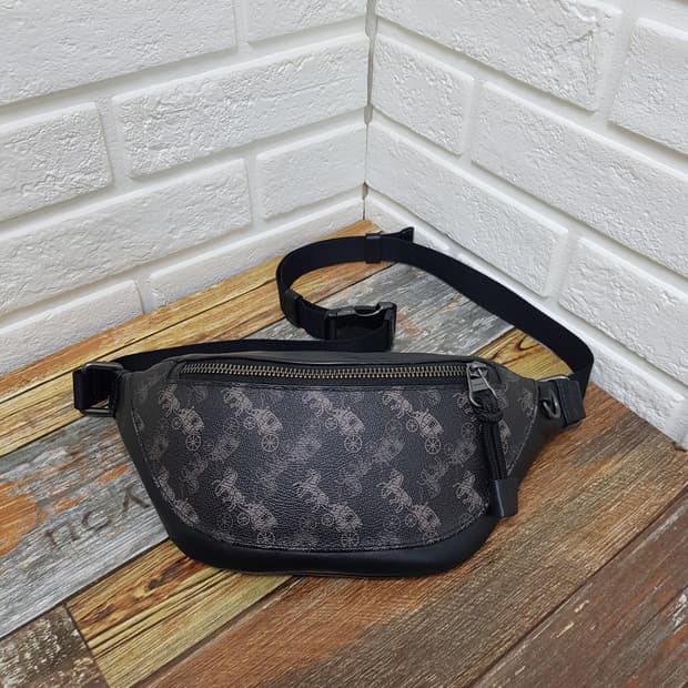 [정품] COACH 코치 호스 앤 캐리지 힙색 블랙