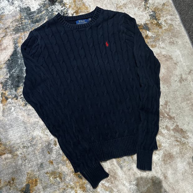 폴로 랄프로렌 네이비 꽈배기 니트
