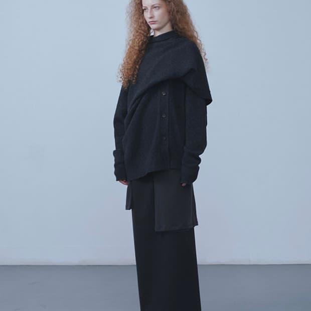 REPOS Shawl Cardigan 리포스 볼드 숄 가디건 챠콜