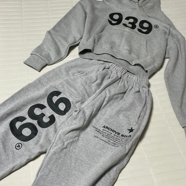 [일괄판매]아카이브 볼드 939로고 크롭후드+스웨트팬츠