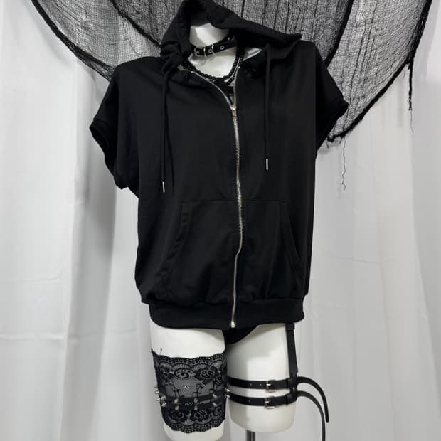 black hood zip up