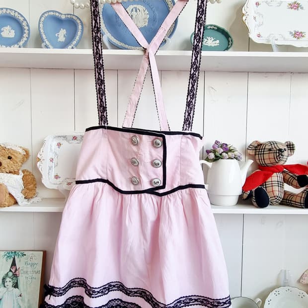 트랄라라 레이스 멜빵 핑크 원피스