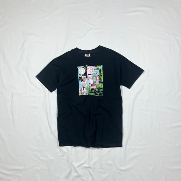 2000년도 장미쉘바스키아 basquiat 아트 그래픽 반팔티