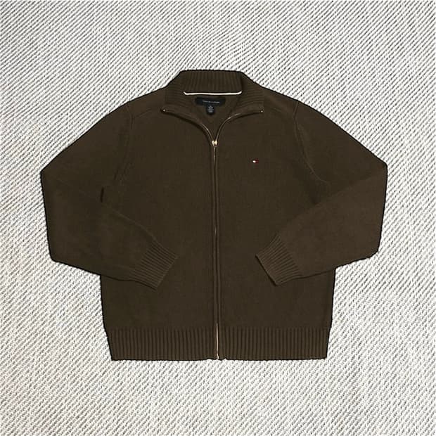 [M] Tommy 타미힐피거 브라운 니트 집업 자켓