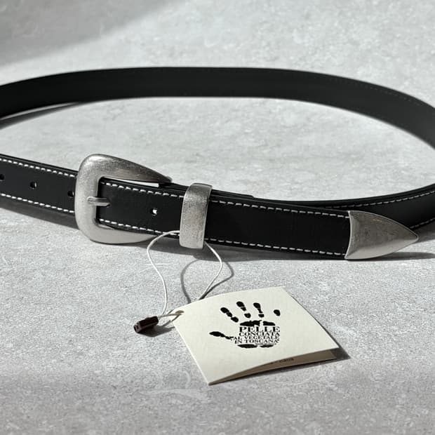 Oribell 이탈리아 베라펠레 인증 가죽 스티치 클래식 웨스턴 벨트