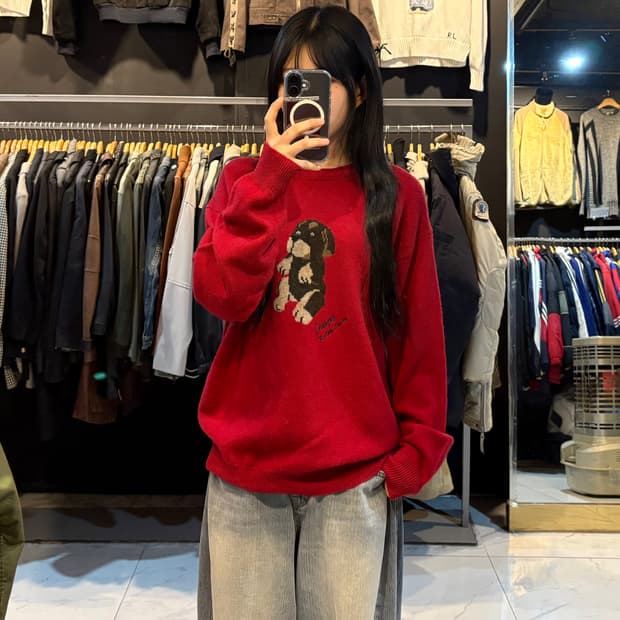 90s 챕스 폴로 랄프로렌 레드 니트