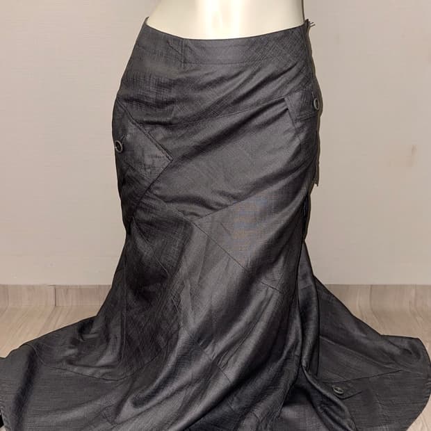 빈티지 포켓 롱 맥시 차콜 스커트
