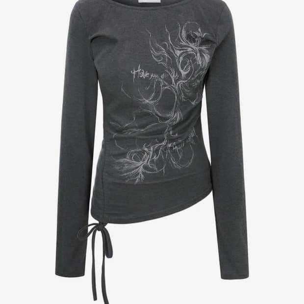 허그유어스킨 보트넥 셔링 티셔츠