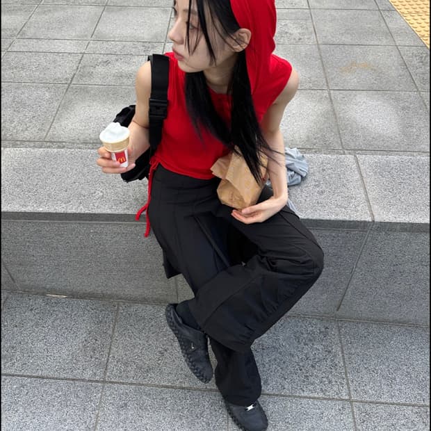 우화 bird 후드 슬리브리스 나시