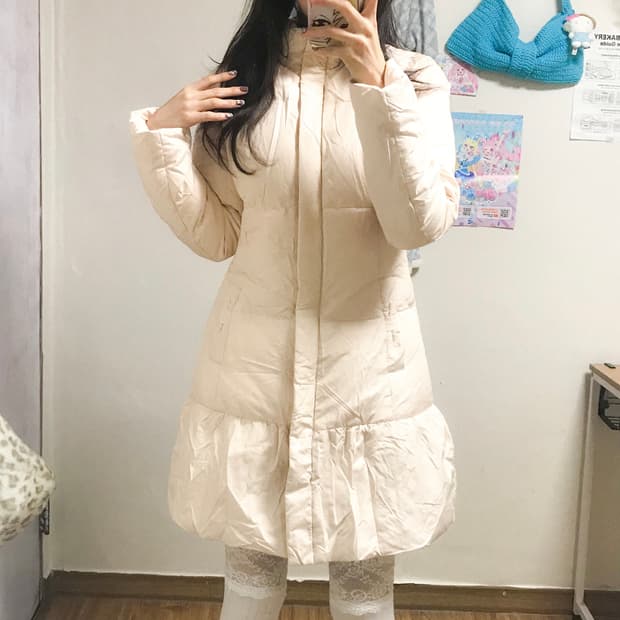 빈티지 핑크 리본 패딩 히메갸루 로걀 라떼 히메카지 헤이세이 발레코어