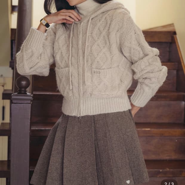 Fisher twisted hooded knit cardigan