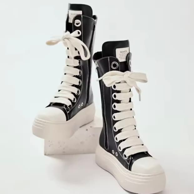 새상품 플랫폼 갸루 컨버스 스니커즈 통굽 부츠 오네갸루