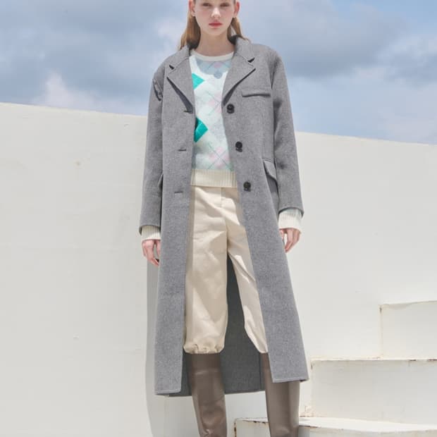 메르시앤에스 핸드메이드 스리버튼 맥시 코트