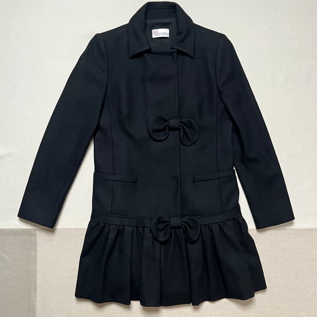 발렌티노 리본 페플럼 코트 red valentino 러플 코트