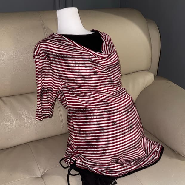 semantic design distressed shirring top