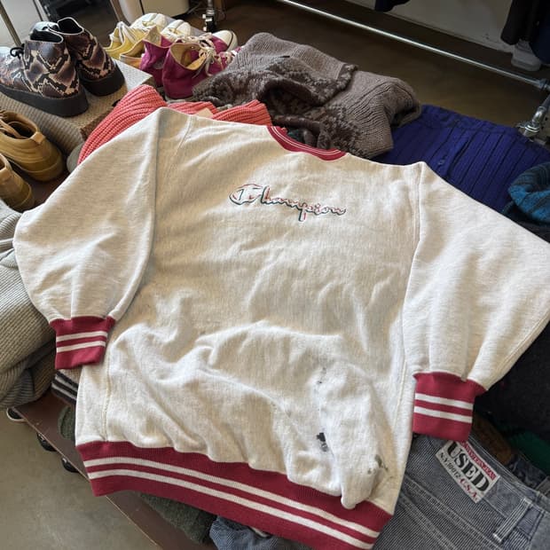 90S 챔피온 챔피언 USA 멜란지 레드립 리버스위브 스웻셔츠 XXL