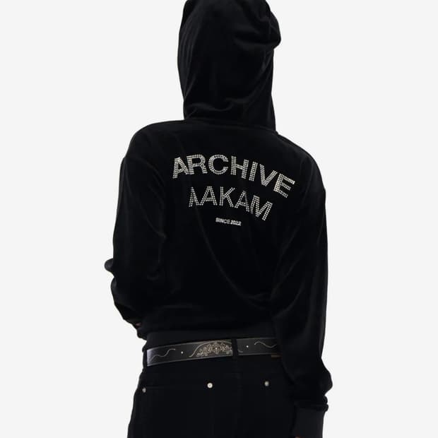 Rhinestone Velour Zip-Up Hoodie (Black)