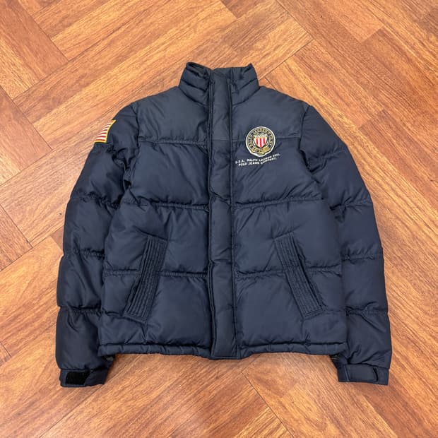 M(100) 폴로 랄프로렌 성조기 와펜 네이비 구스다운 패딩 자켓