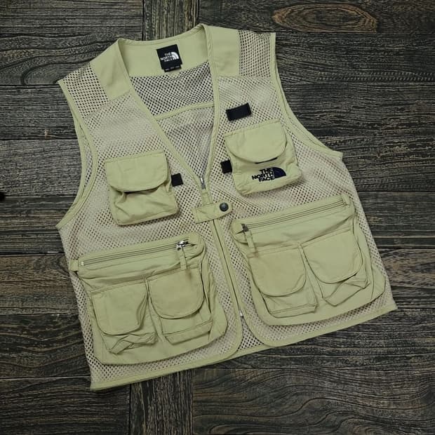 노스페이스 로고 자수 멀티 포켓 피싱 베스트 조끼 베이지 M16628