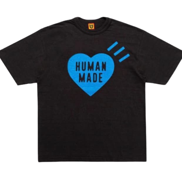 휴먼메이드 블루 하트 로고 반팔 블랙