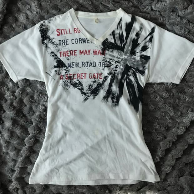 펑크 갸루 브이넥 슬림핏 반팔티 