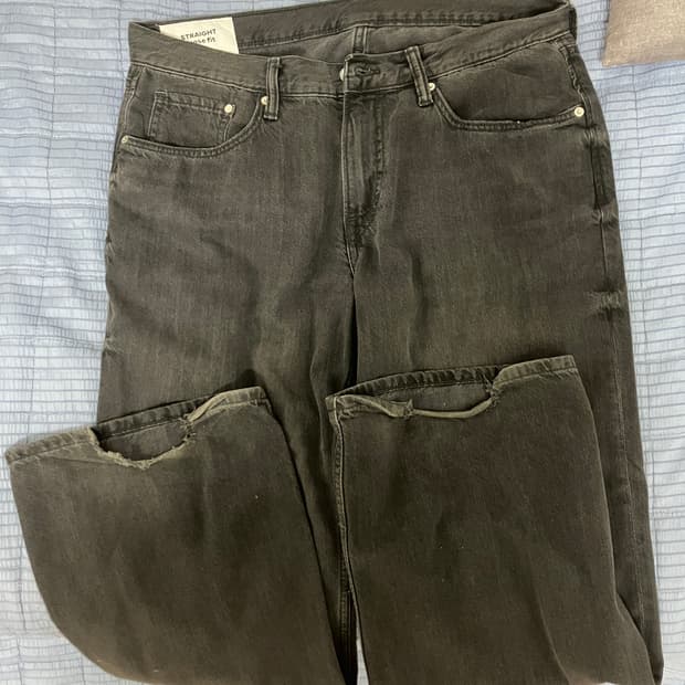 (36) h&m 루즈 스트레이트 흑청 블랙데님
