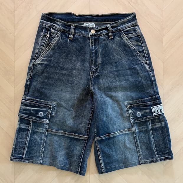 PRO CLUB BAGGY FIT DENIM CARGO PANTS
