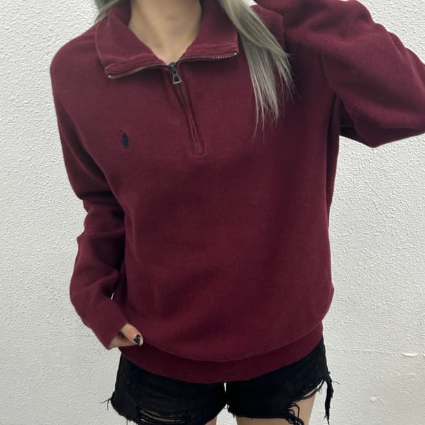 폴로 랄프로렌 네이비포니 버건디 반집업 XL