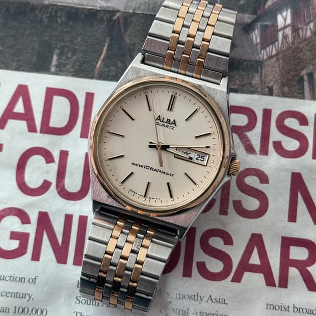 세이코 Seiko ALBA 쿼츠 콤비 데이데이트