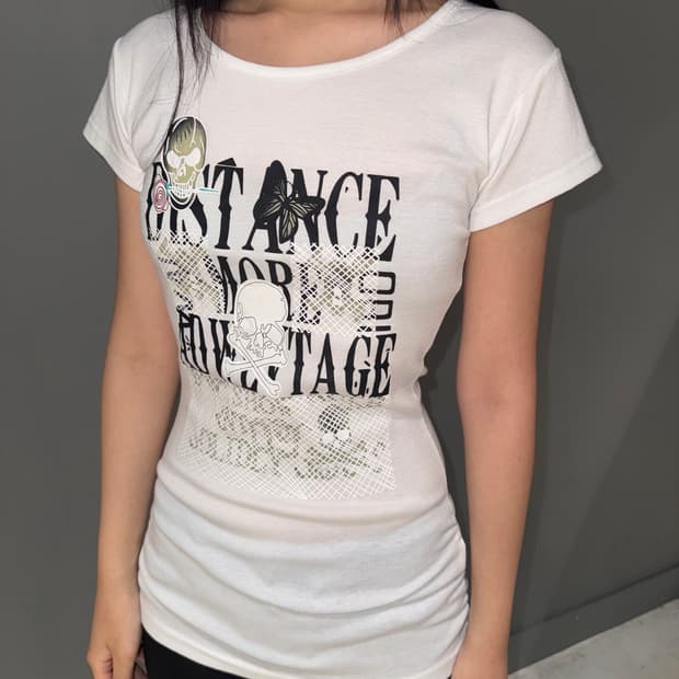 Side shirring lettering & printing tee