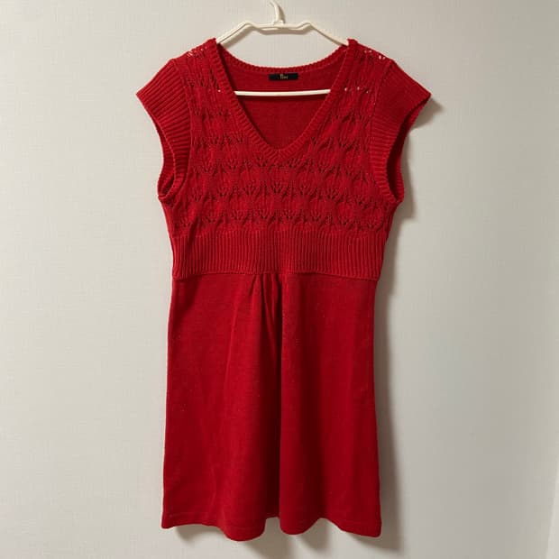 빈티지 미사깔 모리걸 하구미 민소매 니트 원피스