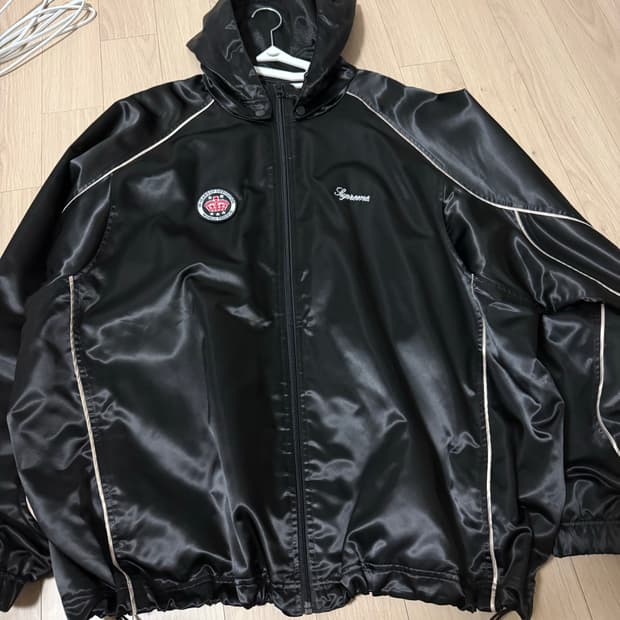 슈프림 사틴 후드 트랙 자켓 블랙 XL