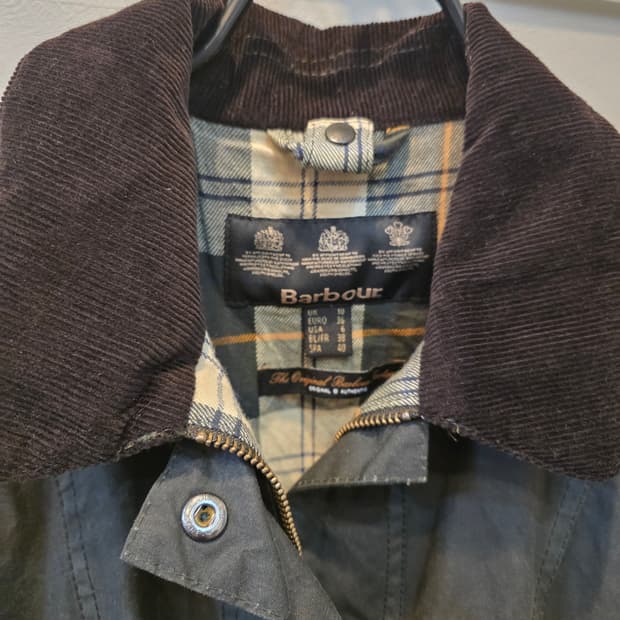 바버 왁스 코튼 자켓 코듀로이 카라