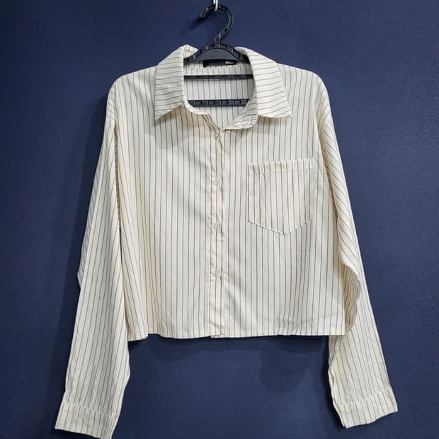 크롭 스트라이프 프리 셔츠남방