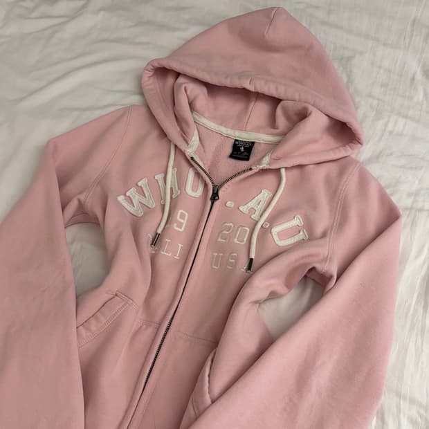 후아유 딸기우유 연핑크 후드집업 S