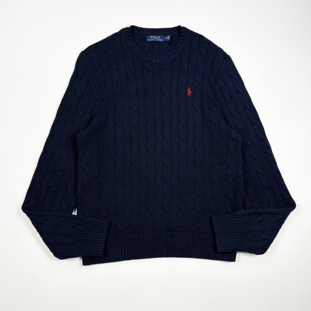 폴로 랄프로렌 클래식 케이블 니트 네이비 M