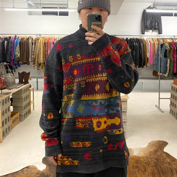 KENZO ethnic navajo knit 나바호 치마요 아즈텍 니트