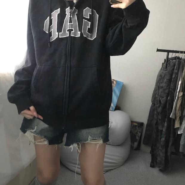 갭 블랙 후드집업