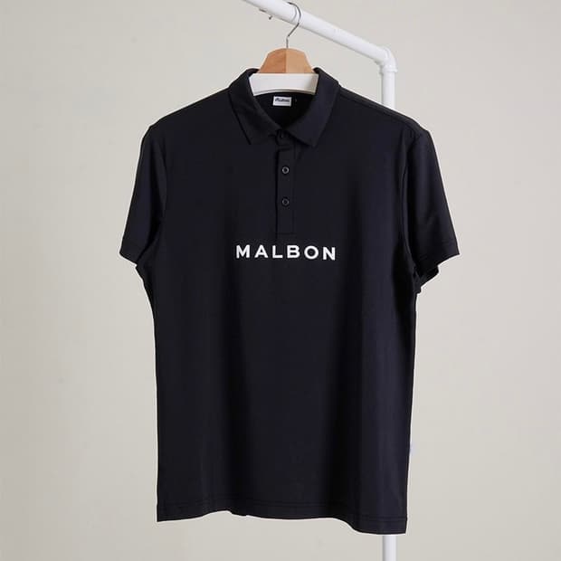 말본 남성 블랙 반팔 카라티