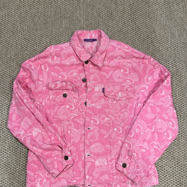 라퍼 라쿤 자카드 데님 핑크 셋업