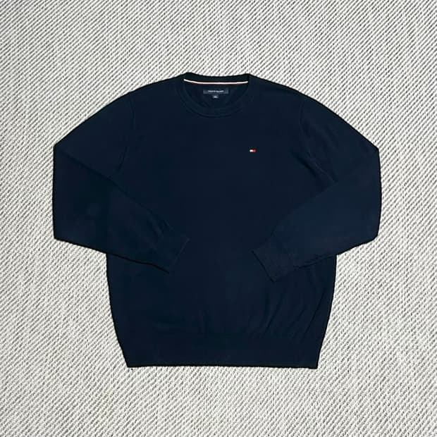 [M] Tommy 타미힐피거 네이비 코튼 라운드 니트