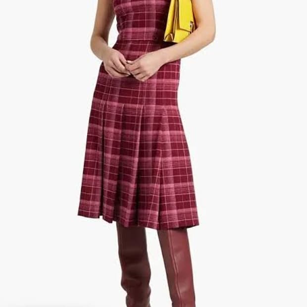 마르니 MARNI  체크 슬리브리스 플레어 원피스 38사이즈