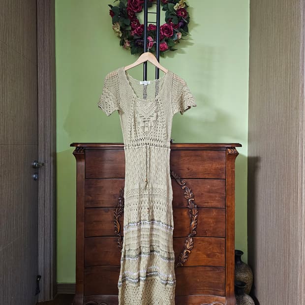 써스데이아일랜드 크로쉐 손뜨개 원피스