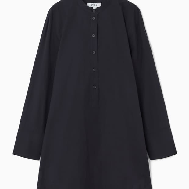 COS 코스 여성 미니 셔츠 드레스 원피스 칼라리스 네이비