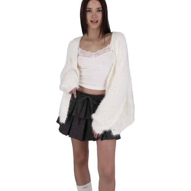 새상품 클리시어 슈가플럼 가디건 화이트 