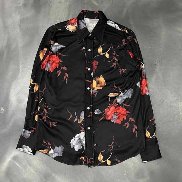  빈티지 플라워 패턴 셔츠 y15111