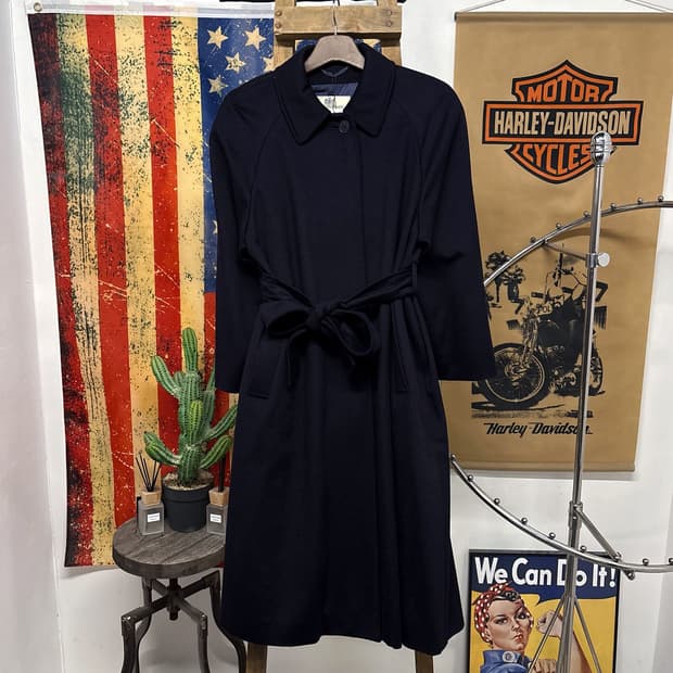 80~90s 아쿠아스큐텀 퓨어 캐시미어 로브 랩 코트 잉글랜드 N1231