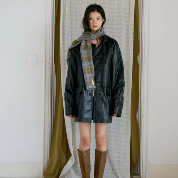 포에트서울 soft leather trench coat 레더코트