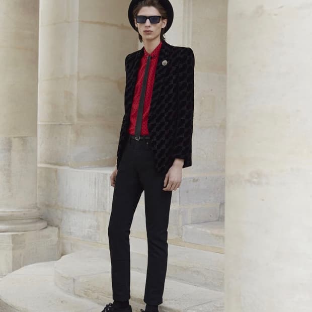 [BTS 진님 착용] 생로랑 21AW 레드 도트 실크 셔츠