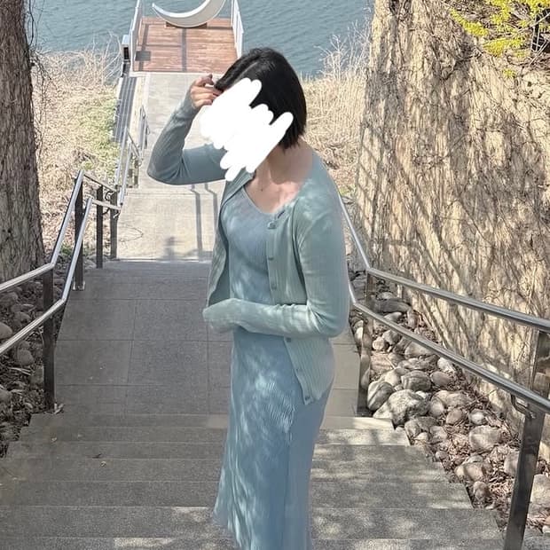 띠어리 골지 가디건